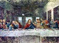 Леонардо да Винчи. Тайная вечеря. 1495-1497 годы. Живопись на стене