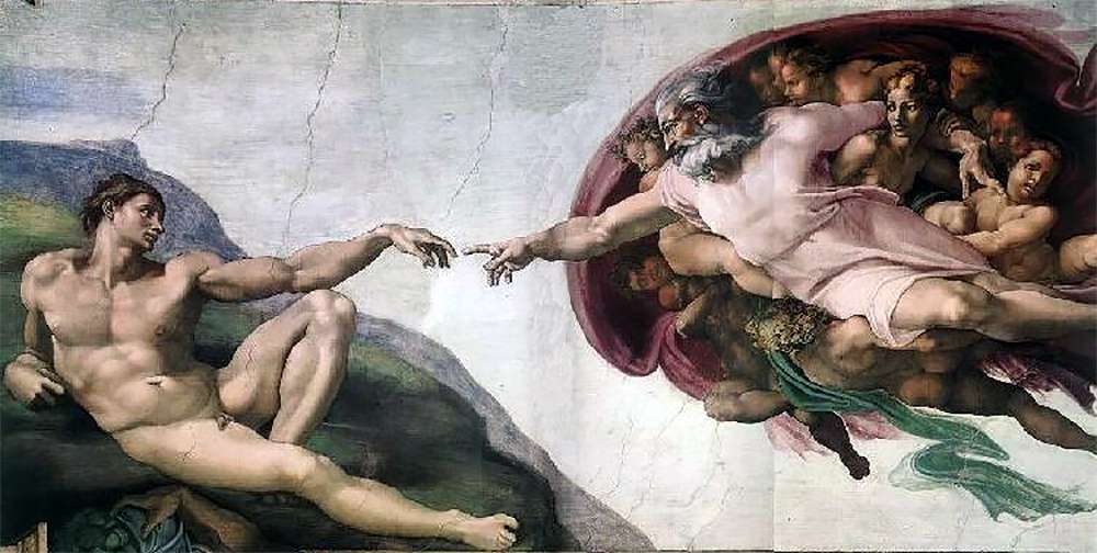  ,       (The Creation of Adam - a fresco in the Sistine Chapel of Michelangelo's work)