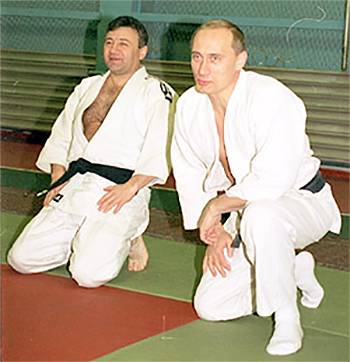 Аркадий Ротенберг и Владимир Путин на тренировке